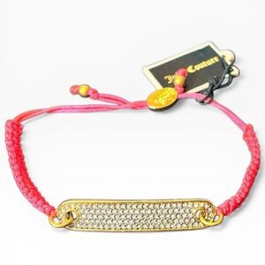 Juicy Couture Neon Pink Bracelet w/ Pave Rhinestone ID plate NWT BUY2 GET 1 FREE